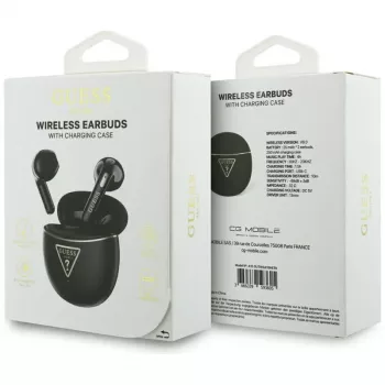 Guess Gold Line Triangle TWS Bluetooth slušalice s futrolom za punjenje (crne)