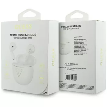 Guess Gold Line Triangle Bluetooth TWS slušalice s futrolom za punjenje (bijele)