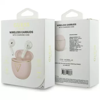 Guess Gold Line Triangle True Wireless Stereo Bluetooth slušalice s futrolom za punjenje (roza)
