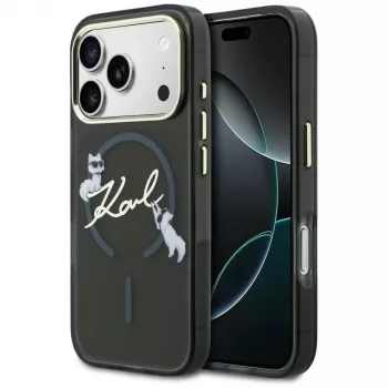 KARL LAGERFELD IML Choupettes KarlScript Logo MagSafe futrola za iPhone 17 Pro Max, crna