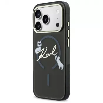 KARL LAGERFELD IML Choupettes KarlScript Logo MagSafe futrola za iPhone 17 Pro Max, crna