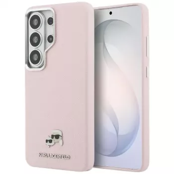 KARL LAGERFELD Saffiano KC Metal Logo MagSafe maska za Samsung Galaxy S26 Ultra, ružičasta