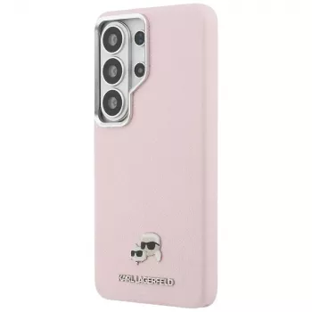 KARL LAGERFELD Saffiano KC Metal Logo MagSafe maska za Samsung Galaxy S26 Ultra, ružičasta
