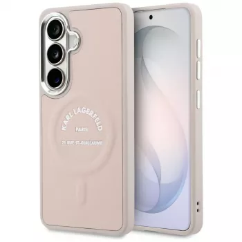 KARL LAGERFELD Embossed Ring MagSafe maska za Samsung Galaxy S26+, ružičasta