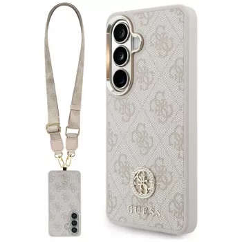 Guess 4G Big Rhinestone trokutna uzica MagSafe futrola za telefon i set uzice za Samsung Galaxy S26, ružičasti