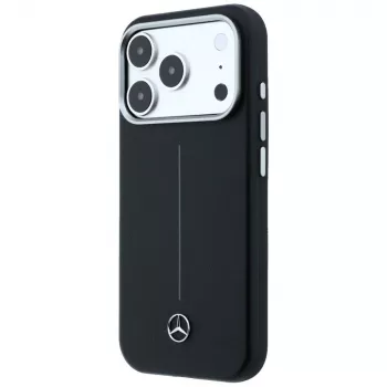 Mercedes-Benz Leder Semi Wrap Iconic Line MagSafe maska za iPhone 17 Pro, crna