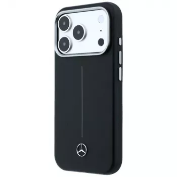Mercedes Leather Semi Wrap Iconic Line MagSafe maska za iPhone 17 Pro Max crna