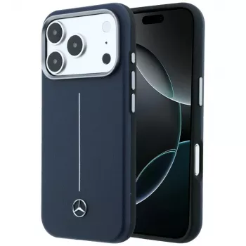 Mercedes Leder Semi Wrap Iconic Line MagSafe maska za iPhone 17 Pro mornarsko plava