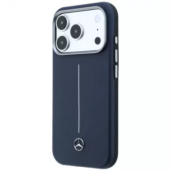 Mercedes Leder Semi Wrap Iconic Line MagSafe maska za iPhone 17 Pro mornarsko plava