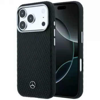 Mercedes-Benz Leder Semi Wrap Holzoptik MagSafe maska za iPhone 17 Pro Max, crna