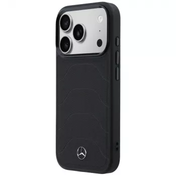Mercedes-Benz kožna mesh maska s Bow Line MagSafe za iPhone 17 Pro, crna
