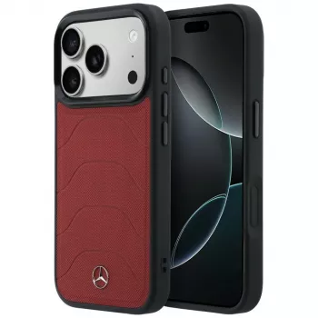 Mercedes Leather Mesh maska s Bow Line MagSafe za iPhone 17 Pro crvena