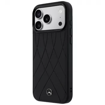 Mercedes-Benz kožna maska s Crossed Lines MagSafe za iPhone 17 Pro Max, crna