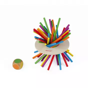 Janod Crazy Sticks igra ravnoteže – igra spretnosti od drva za 1–4 igrača, višebojna