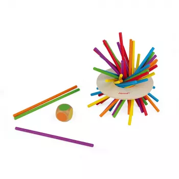 Janod Crazy Sticks igra ravnoteže – igra spretnosti od drva za 1–4 igrača, višebojna