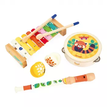 Janod Gioia Musical Toy Set - 5 Instruments, Wooden, Pastel Colors, 18m+