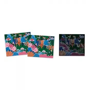 Janod kreativni set kristalnog mozaika koji svijetli u mraku - Night Jungle - kreativna aktivnost za djecu od 6 godina