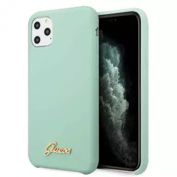 Guess GUHCN58LSLMGG iPhone 11 Pro zelena silikonska tvrda futrola s vintage zlatnim logom