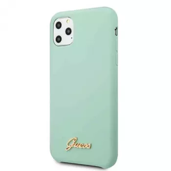 Guess GUHCN58LSLMGG iPhone 11 Pro zelena silikonska tvrda futrola s vintage zlatnim logom