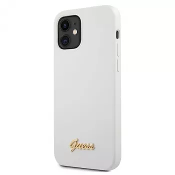 Guess GUHCP12SLSLMGWH iPhone 12 Mini 5,4 inch bijela tvrda futrola Metal Logo Script