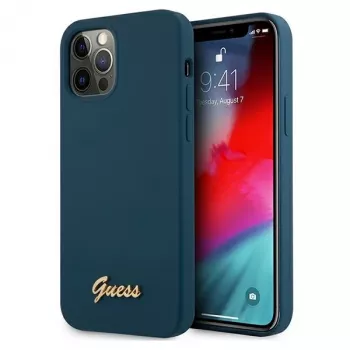 Guess GUHCP12LLSLMGBL Metal Logo Script tvrda futrola za Apple iPhone 12 Pro Max, plava