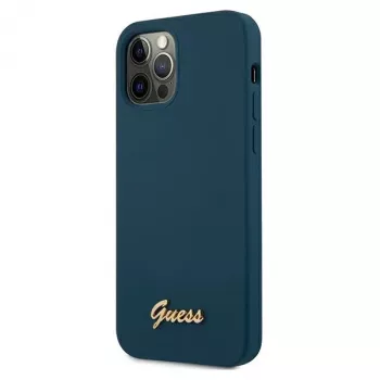 Guess GUHCP12LLSLMGBL Metal Logo Script tvrda futrola za Apple iPhone 12 Pro Max, plava