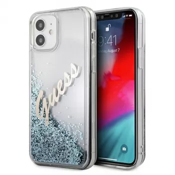 Guess Glitter Vintage Script tvrda futrola za Apple iPhone 12 mini - plava