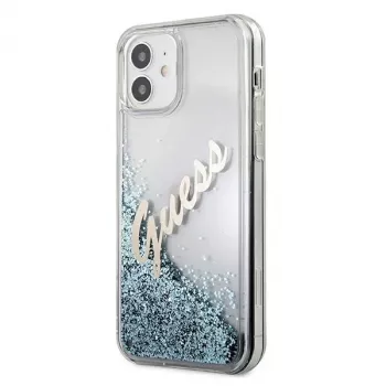 Guess Glitter Vintage Script tvrda futrola za Apple iPhone 12 mini - plava