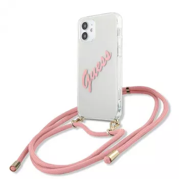 Guess GUHCP12SCRTVSPI iPhone 12 mini 5,4 inch ružičasta tvrda futrola Script Vintage