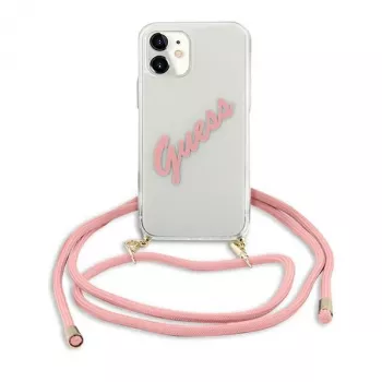 Guess GUHCP12SCRTVSPI iPhone 12 mini 5,4 inch ružičasta tvrda futrola Script Vintage
