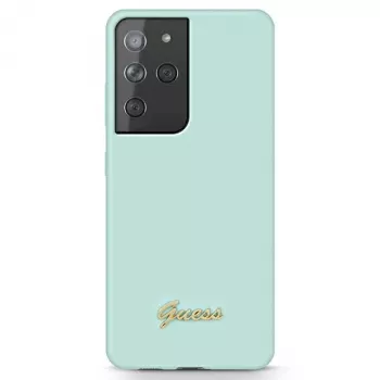 Guess GUHCS21LLSLMGLB silikonska stražnja futrola Script Metal Logo za Samsung Galaxy S21 Ultra (plava)