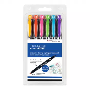 Tombow MONO Edge set markera - klinasti i okrugli vrh 3,8mm 0,8mm linija raznih boja (6 markera)