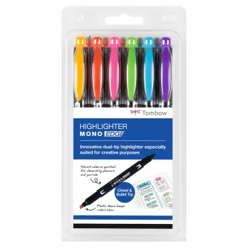 Tombow MONO Edge set markera - klinasti i okrugli vrh 3,8mm 0,8mm linija raznih boja (6 markera)