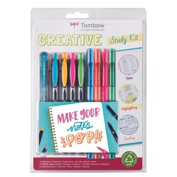 Tombow The Creative Study Kit uključuje 4 Reporter kemijske olovke i 4 Mono Edge markera