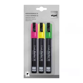 SIGEL Liquid Chalk Marker set na bazi vode brišući ružičasti zeleni žuti 3 komada