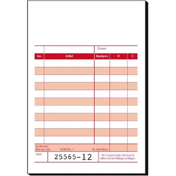 SIGEL KC621 blok za blagajnu s dodatnim listom, 10 x 16,5 cm, 2 x 50 stranica, numerirano