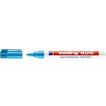 EDDING 400 permanentni marker - svijetloplavi - okrugli vrh - 1 mm - plastika - karton, staklo, koža, metal, plastika, drvo