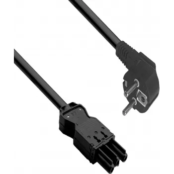 HELOS Power Connection Cable GST18 Compatible CEE 7/7 90° Angled Plug to Socket Black 10.0m