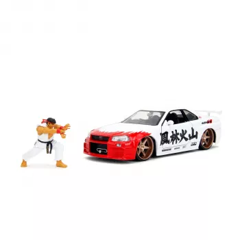 Jada Street Fighter Ryu 1:24 Nissan Skyline GTR die-cast automobil s figurom