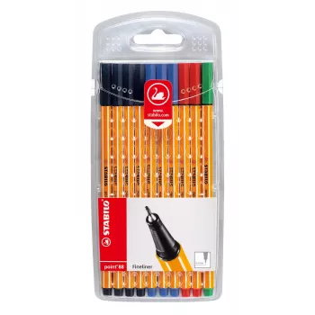 STABILO point 88 fineliner olovka 0,4 mm - razne boje (crna, plava, zelena, crvena) - blister pakiranje