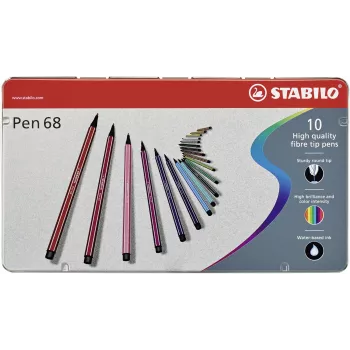 STABILO Pen 68 vlaknasti marker - 1 mm - 10 različitih boja