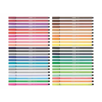 STABILO Pen 68 set flomastera, 20 boja sortirano, plastična kutija, Zebrui tirkizna, 1 mm debljina linije