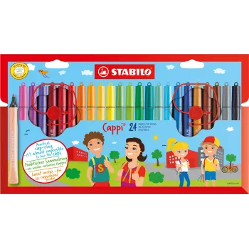 STABILO Cappi flomasteri - 24 šarene boje - okrugli vrh 1 mm - tinta koja se ispire