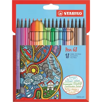 STABILO Pen 68 - fini - 18 boja - sortirano - okrugli vrh - 1 mm - sortirano