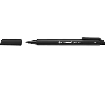 STABILO pointMax flomaster - crni - srednji - 0,8 mm - okrugli - tinta na bazi vode - najlonski vrh