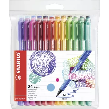 STABILO pointMax set finelinera - 24 različite boje - 0,8 mm vlaknasti vrh - tinta na bazi vode