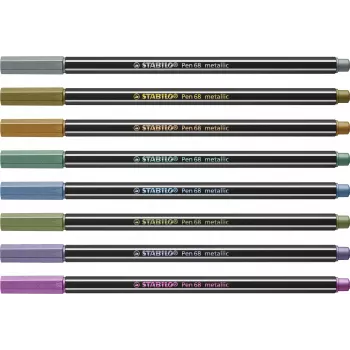 STABILO Pen 68 Metallic set flomastera - Medium - 8 različitih metalik boja - okrugli vrh - debljina linije 1,4 mm