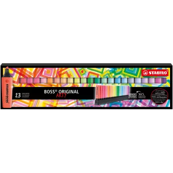 STABILO BOSS ORIGINAL set highlighters - 23 komada - razne boje - klinasti vrh - 2 mm debljina linije