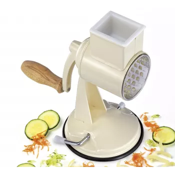 Zassenhaus bubnjasta ribež Classic Cream – rotirajući ribež s 3 bubnja od nehrđajućeg čelika, usisna noga, ergonomska ručica