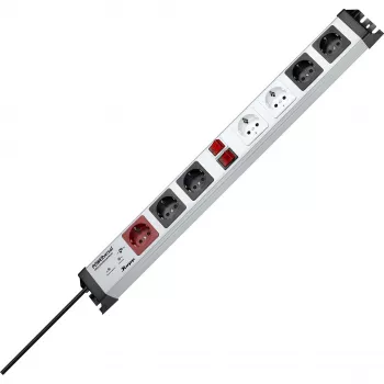 Heinrich Kopp POWERversal utična letvica sa 7 AC utičnica, tip F, IP20, 3600 W, crno-sivo-crveno-bijela, kabel 1,4 m